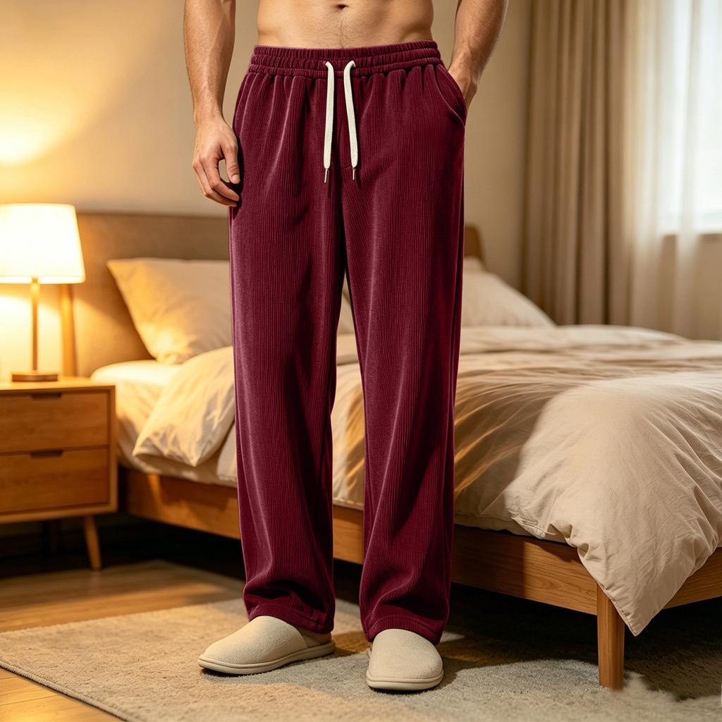 Pantaloni in Velluto a Coste Colorati da Uomo con Tasche - Comodi Pantaloni Casual da Notte per la Casa
