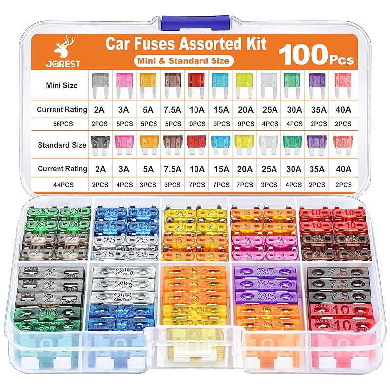 JOREST 300Pcs Car Fuse Assortment Kit, 160 Mini Blade Fuses Automotive + 90 Standard Auto Fuses + 50 Micro + Puller – Replacement for RV Camper