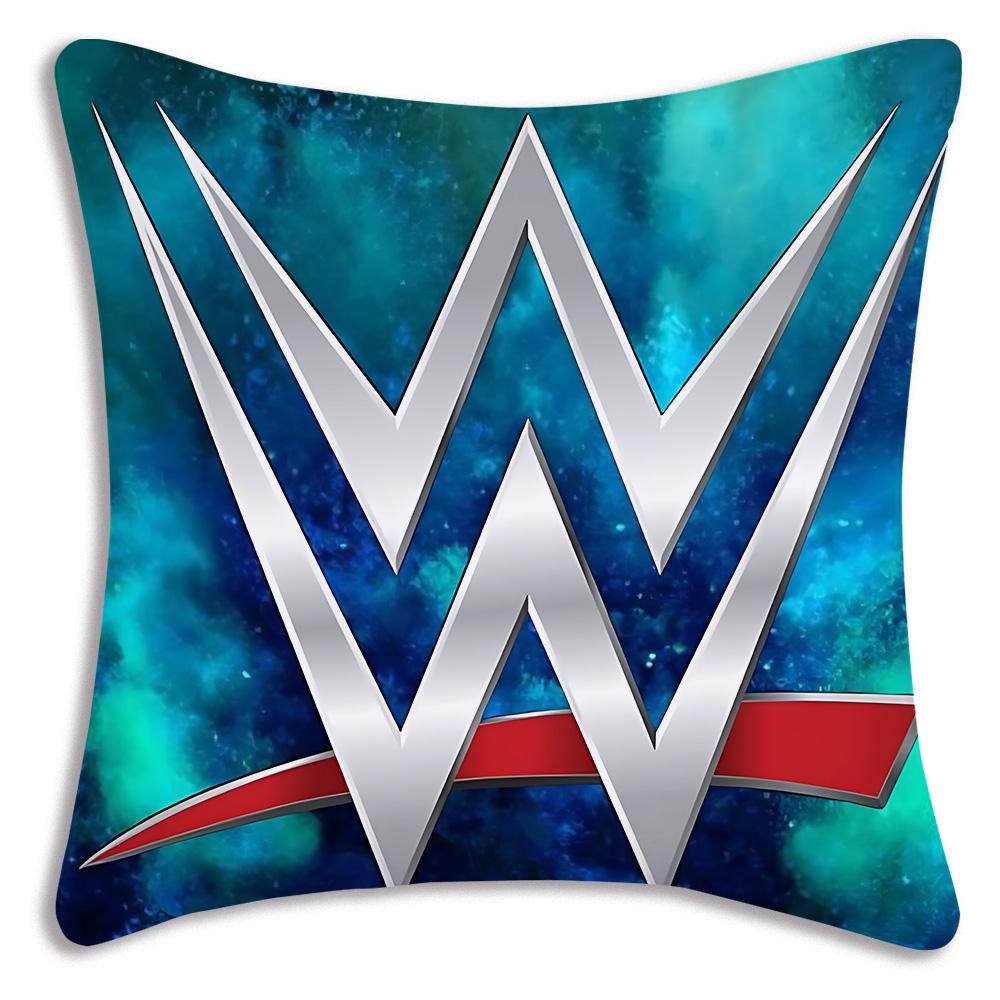 W-WWE LOGO W-WrestleMania Pillow Covers Cartoon Sofa Decorative Home Double-sided Printing Short Plush Cute Cushion Cover