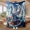 Majestic White Dragon Fantasy Art, for Dragon Lovers And Gamers, Soft Fleece Blanket, Intricate Castle Sky Design, Cozy Home Decor And Bed Throw, Mult
