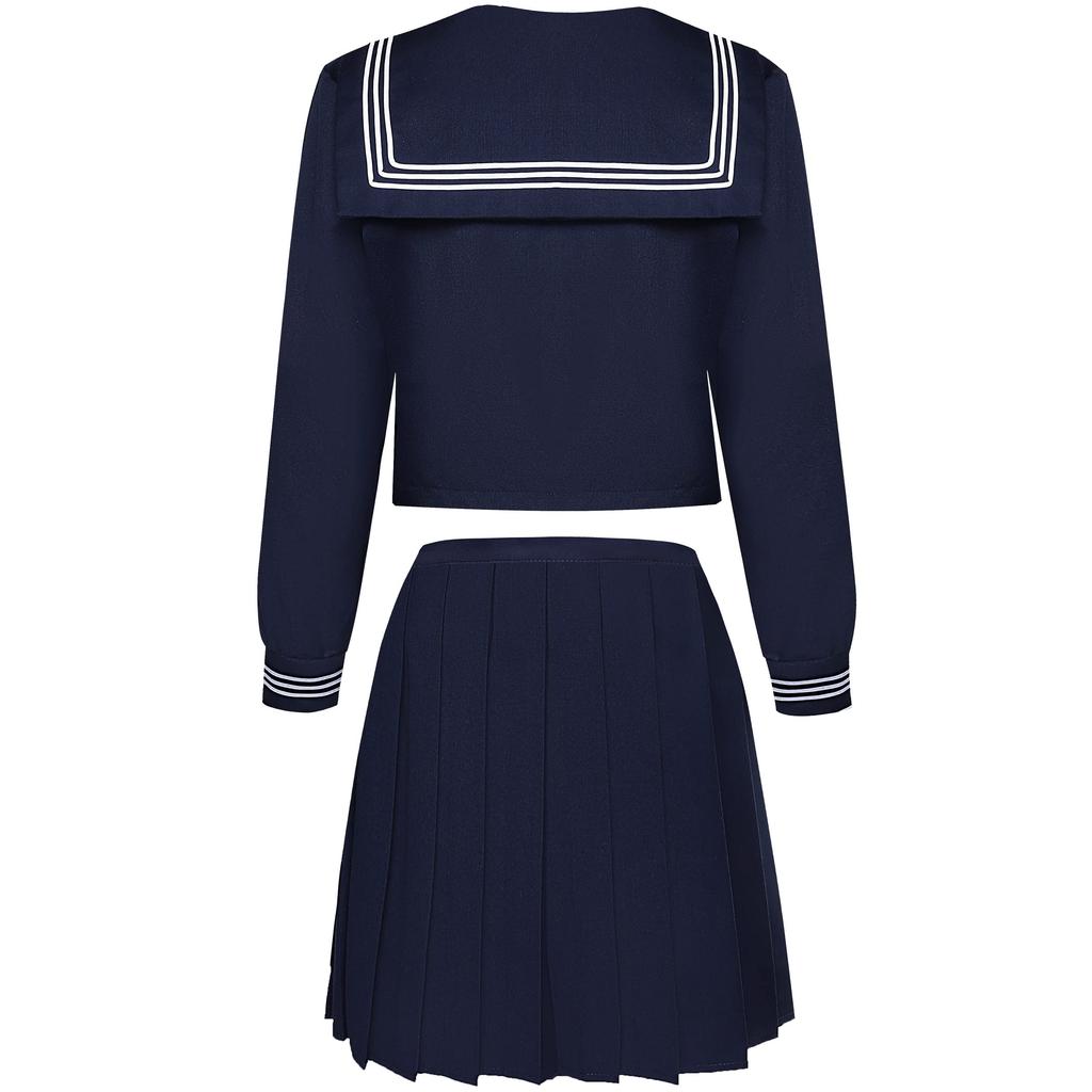 Sailor uniform cosplay long sleeve 8 sizes authentic navy blue JK school uniform high school girl front opening large size [Cosplay Holic] (long