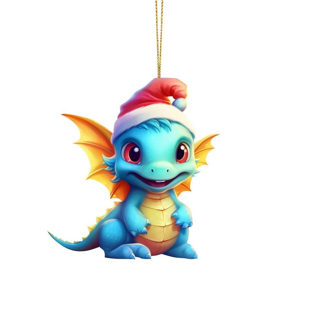 Charming Cartoon Christmas Dragon Car Decor Bright Festive Hanging Ornament Homes For