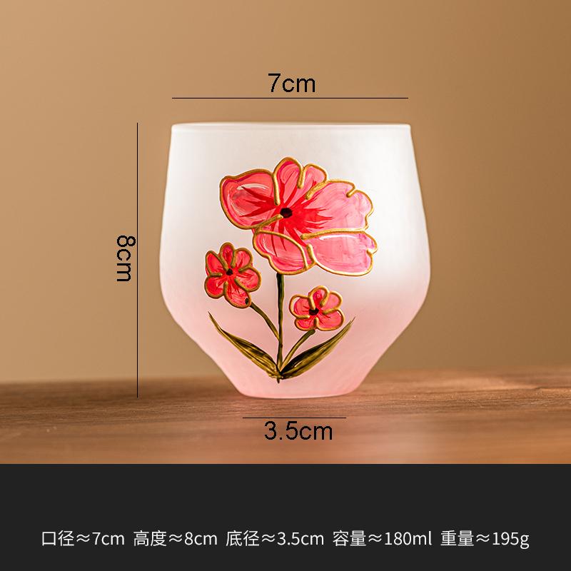 

Стеклянная чашка с нарисованным вручную цветочным узором, креативная чашка для молока после полудня, чашка для завтрака, чашки для воды, чашки для чая, домашние чашки для напитков 180ML