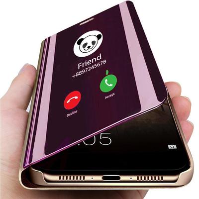 Lüks Akıllı Görünüm Temizle Ayna Deri Flip Standı Telefon Kılıfı Samsung Huawei Xiaomi Vb için