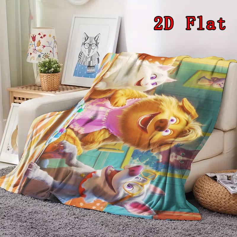 Cartoon Cat and Dog 2D Flat Pattern Flannel Blanket High Quality All Seasons Warmth and Comfort Perfect for Christmas Gifts.MMT0918341