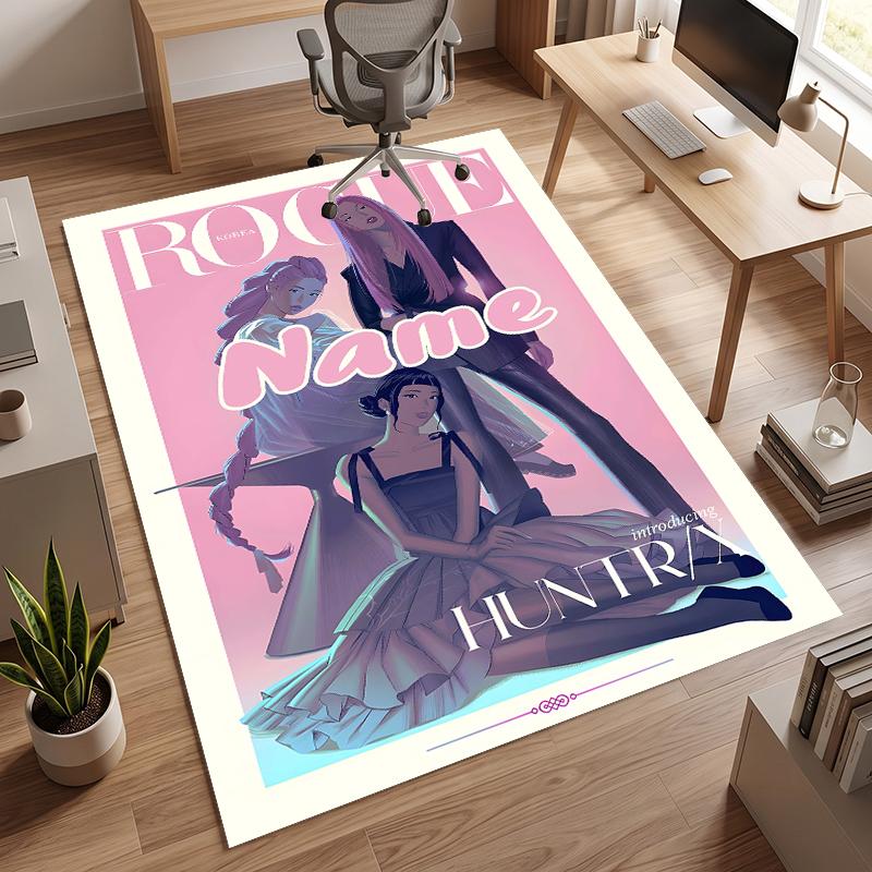 HUNTRIX (95) Personalized Name Office Carpet Stylish Decor for Living Room Bedroom Kitchen