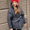 European & American Style Quilted Hooded Cotton Jacket, Mid-length with Belt, Warm Down Padding, Plus Size Available