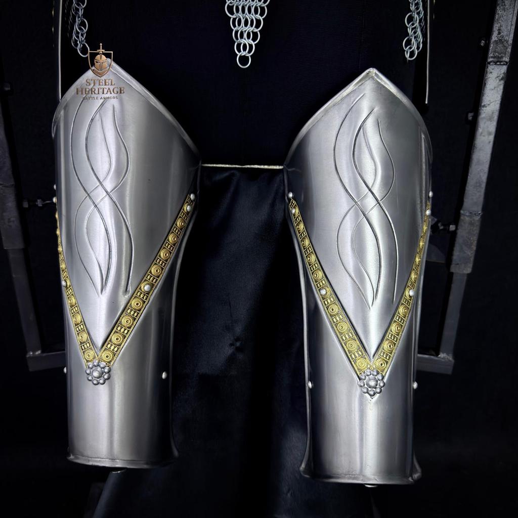 Medieval Fantasy Knight Costume with Silver Chainmail for LARP Cosplay Renaissance Faire