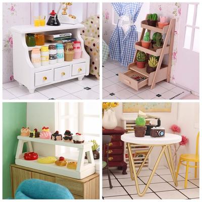 Scale Flower Rack Scenery Model Miniature Teatable Dollhouse Furniture Wood Stool Dolls Accessories