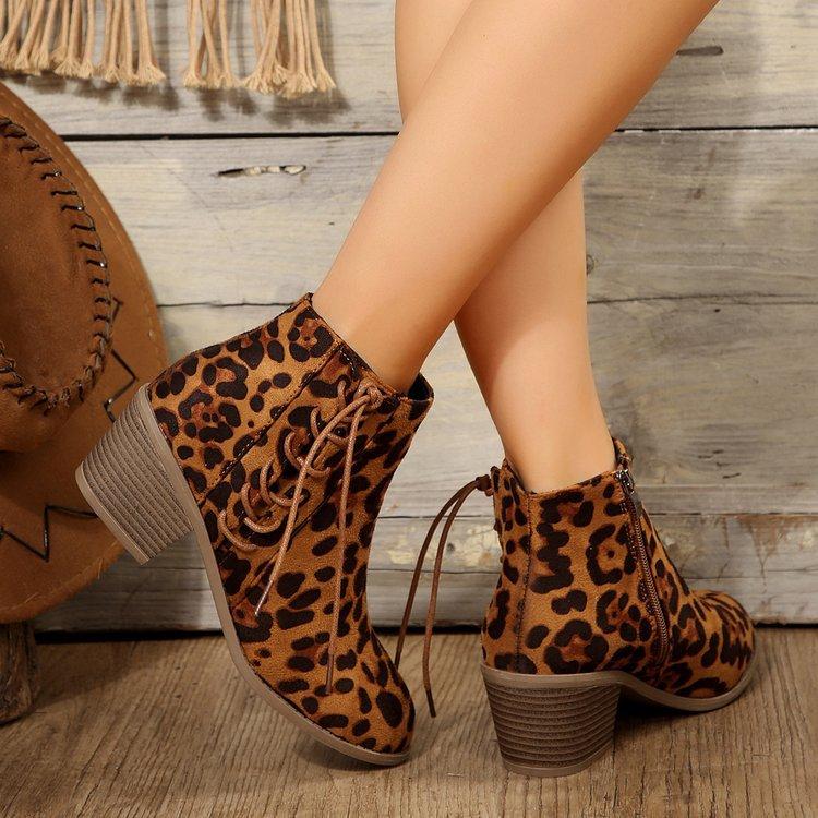 

Внешняя торговля большой размер леопардовый принт боковой ремешок модные ботинки осень и зима новые короткие женские ботинки для выхода универсальные пятнистые женские 42 цветной печати леопарда