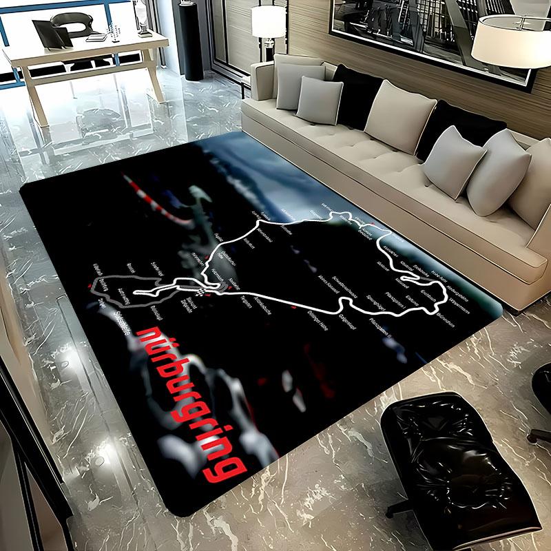 Nürburgring F1 Rennstrecke Teppich Rutschfester Teppich für Wohnzimmer Schlafzimmer Sofadekor KinderSpielBodenmatte Teppich