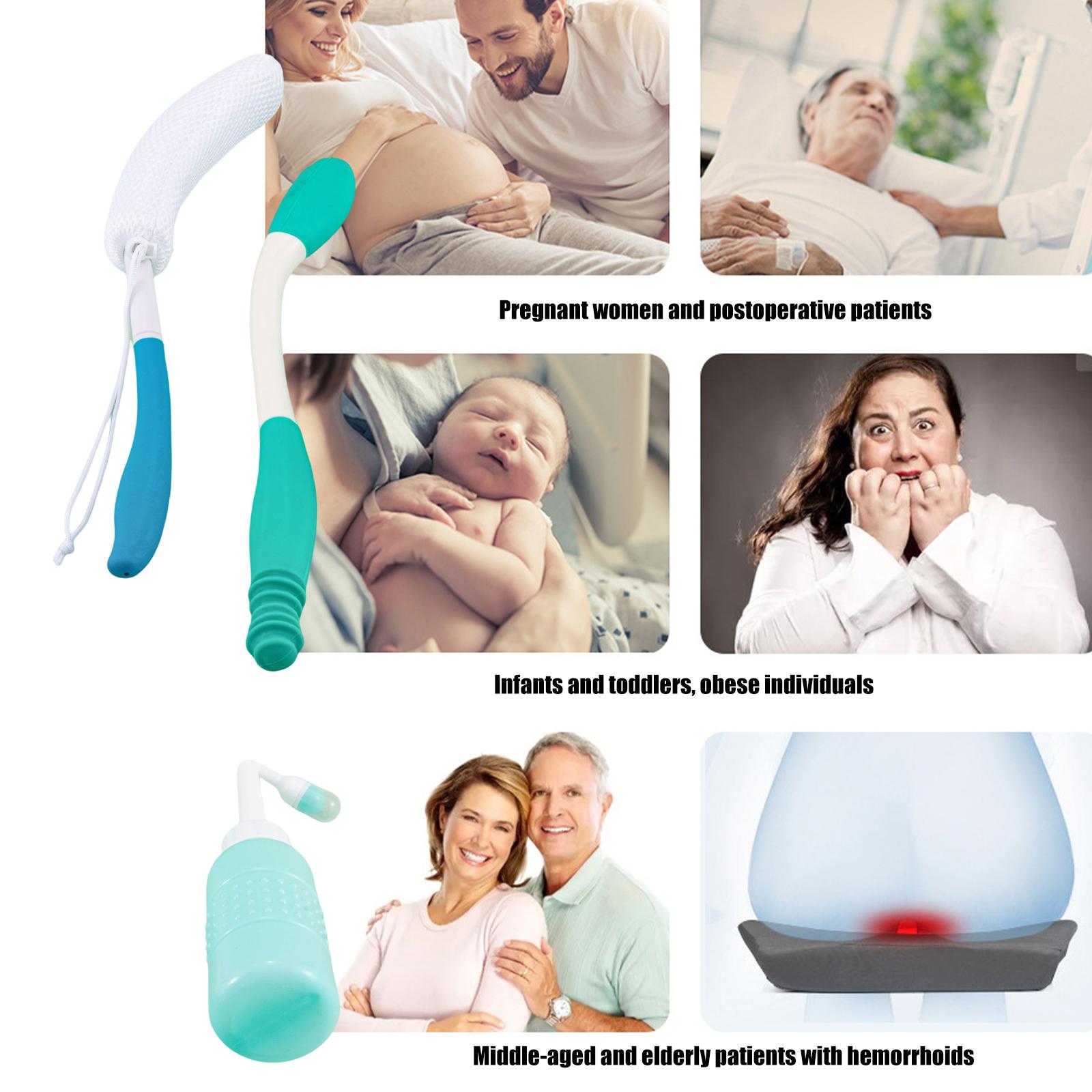 3 Piece Bathroom Toilet Aids Set For Elderly Pregnancy Care With Long Handle Brush And Perineal Washer No Bend Design