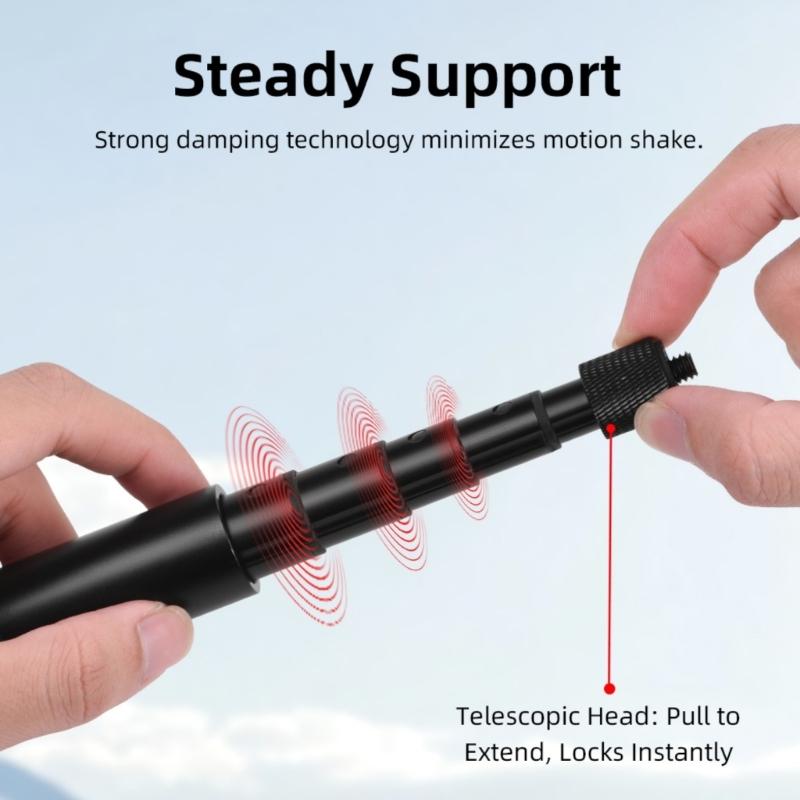 Adjustable Selfie Stick Extendable to 73.5cm Portable Design for Action Cameras Photography Aluminum Alloy Construction