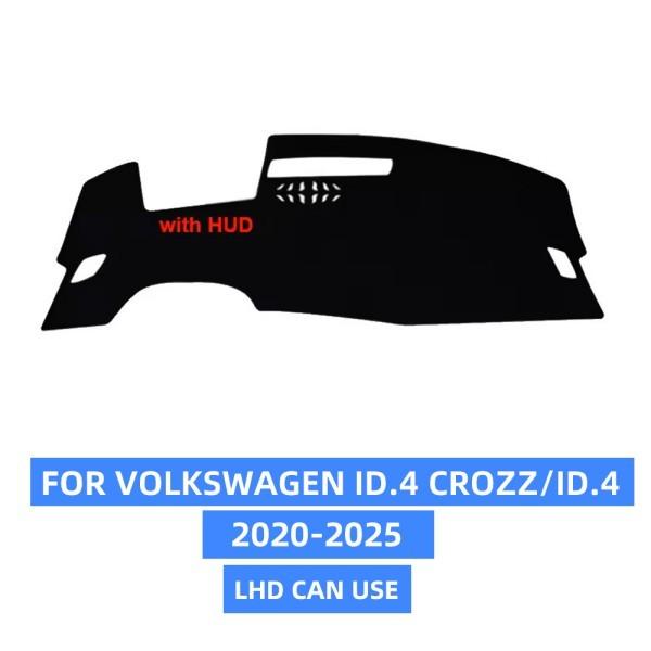 Flanell Armaturenbrettabdeckung für VW ID.4 ID4 2020-2025 Armaturenbrettmatte Board Pad Teppich Dashmat Anti-UV-Matten Auto Innenzubehör LHD With HUB / Carpet gray