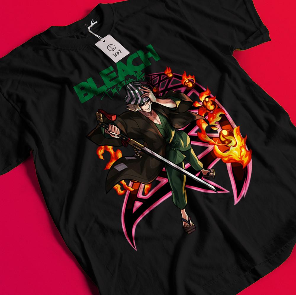 

Urahara Kisuke Tshirt Bleach Anime T-Shirt Zaraki Shirt Ichigo Bankai Tee Aizen BB142 4XL