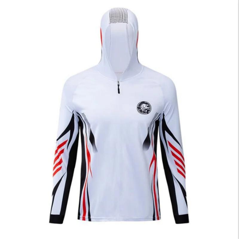 Mens Hooded Zip-Up Fishing Shirt UV Protection Quick Dry Breathable Long Sleeve Outdoor Sun Top