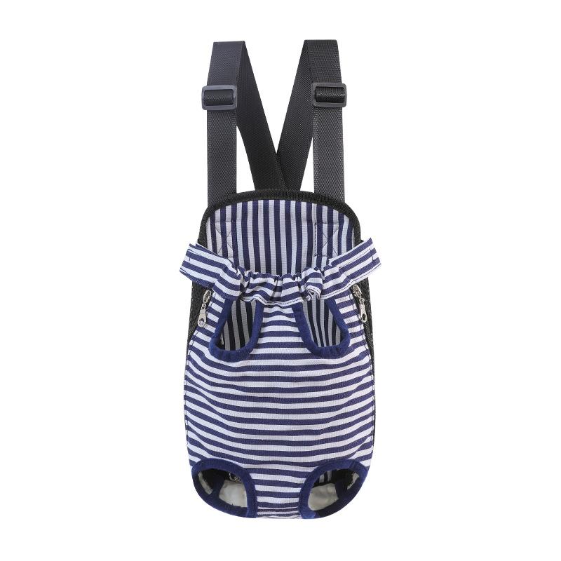 

Pet chest bag, dog backpack, convenient four-legged bag for going out, pet supplies, pet bag. Blue and white striped canvas