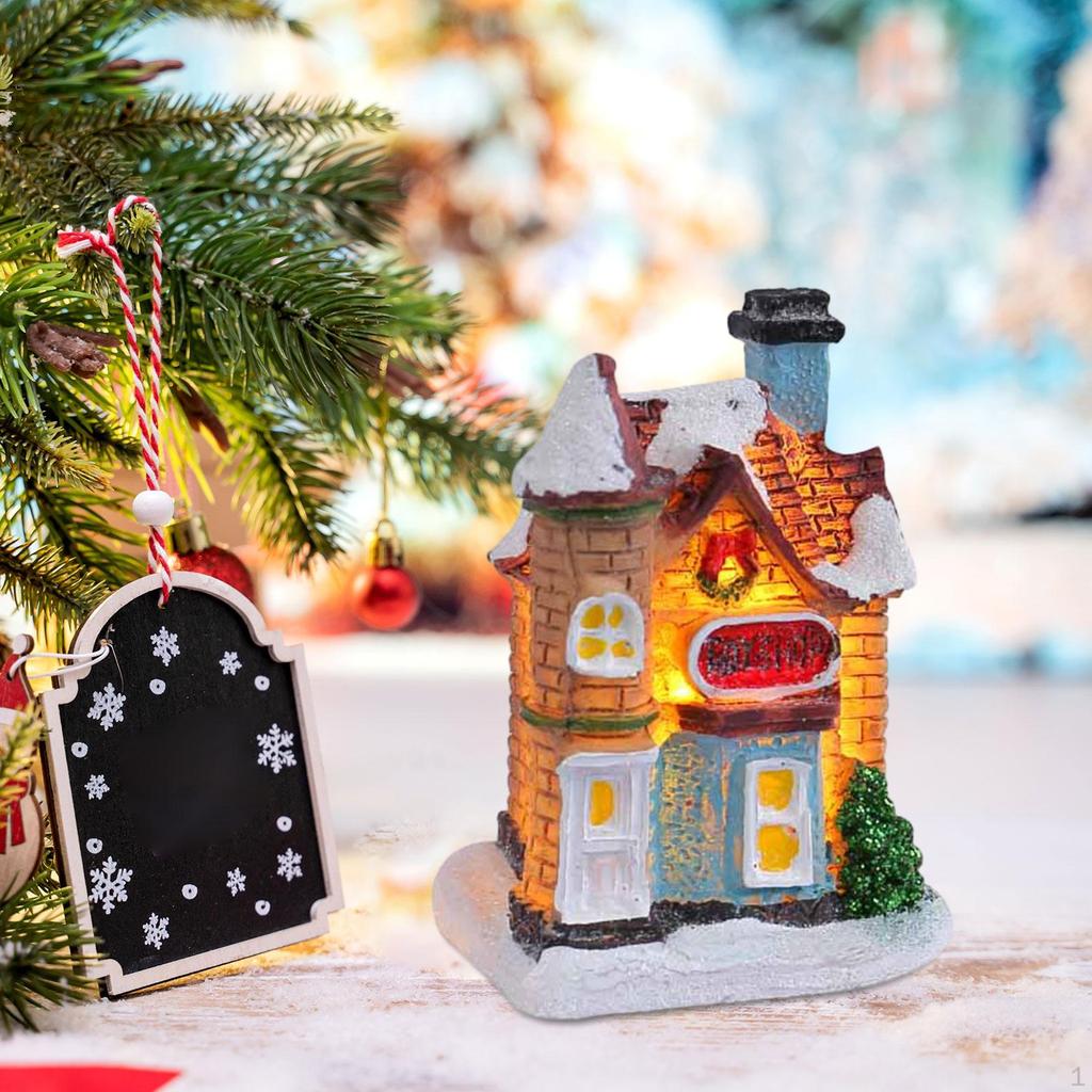 Świąteczny śnieżny wiejski dom świecący ozdoba na imprezę DIY Rok sypialni