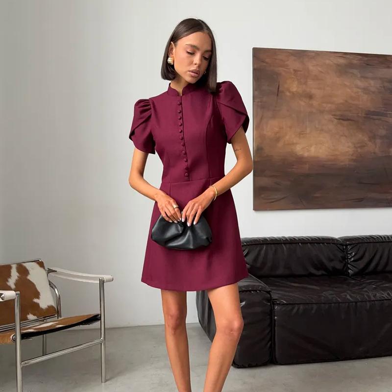 2026 Neues Sexy Minikleid für Damen Kurzarm Einfarbig Pendler Partykleid Sommer Damen Elegant Kurze Kleider