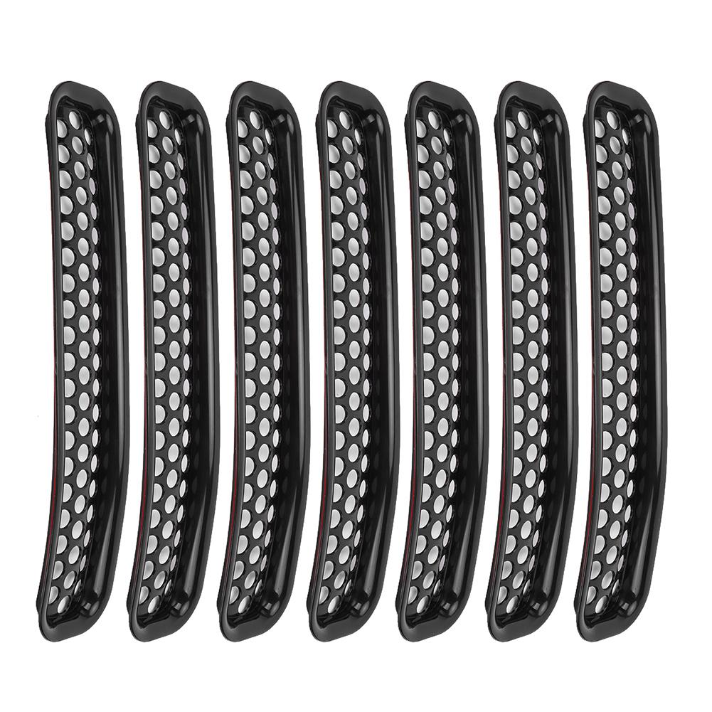 7pcs Clip On Front Mesh Grille Grill Inserts Black Color Fits for Jeep Wrangler
