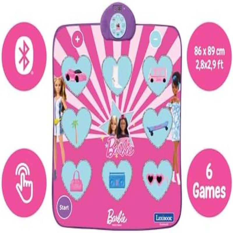 Barbie Electronic Dance Mat, Bluetooth & Light Up, 6 Game Modes, Pink