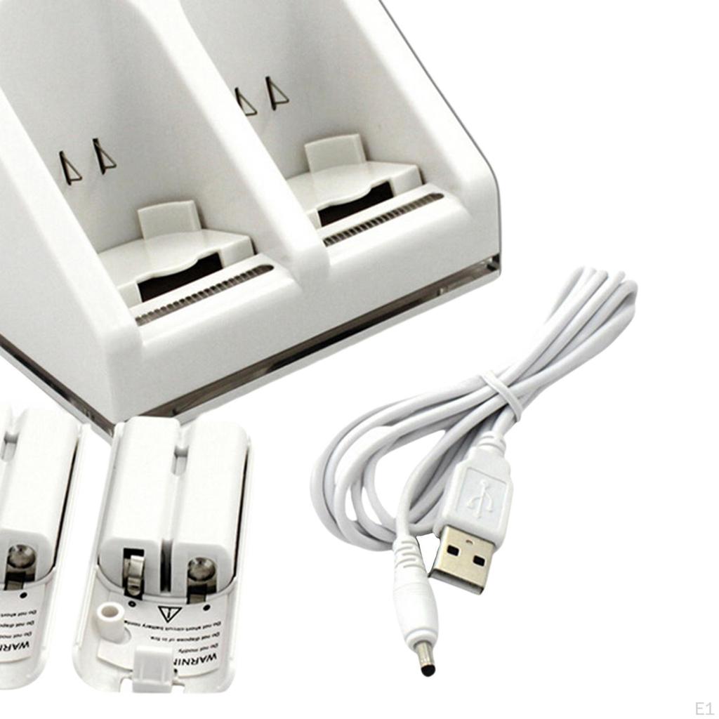 2 Port Charging Dock Rechargeable Charger for Wii Remote Controller White
