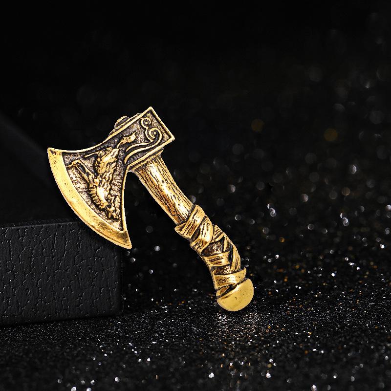 Топор Ретро Процветающий Семимерный Пять Элементов Процветающее Богатство Томагавк Брошь 3*5CM