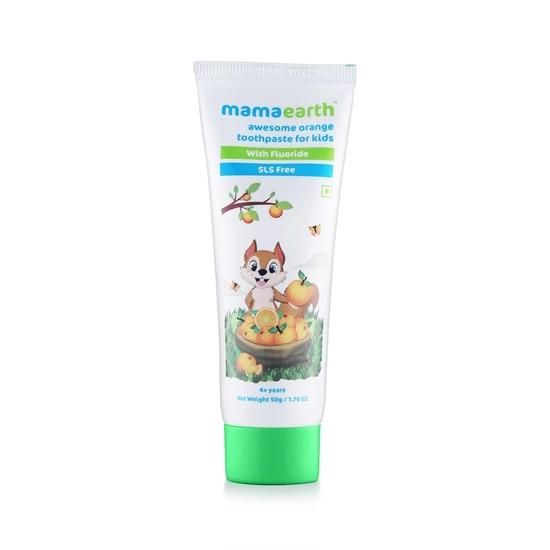 Mamaearth Natural Toothpaste For Cleanses Cavity,Plaque Repairing, Orange Flavour, Sls Free, With 750 Ppm Fluoride, 4+ Years, Plant Based, 50Gm