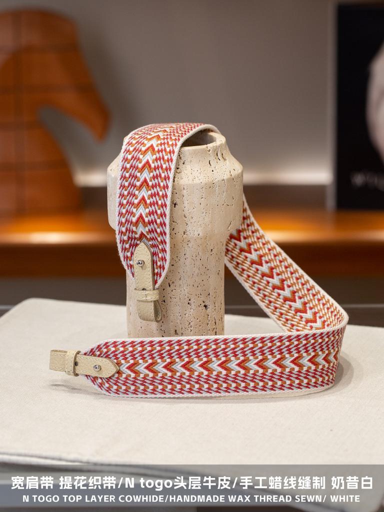 Sangle Hair Accessory Set With N Togo Top Layer Cowhide Handmade Leather Strap Woven Wide Leather Belt