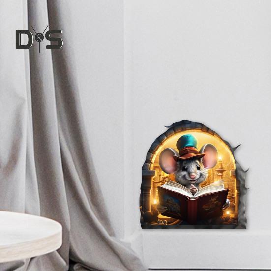 Wandaufkleber mit Maus, zum Abziehen und Aufkleben, Cartoon-Maus, Wandaufkleber, wasserfest, selbstklebend, für Kinderzimmer, Klassenzimmer, Heimwanddekoration