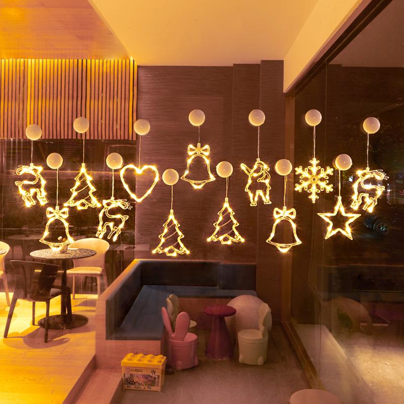 LED Christmas Decorative Lights - Snowman, Tree, Bells & Star Window Suction Cup Lights