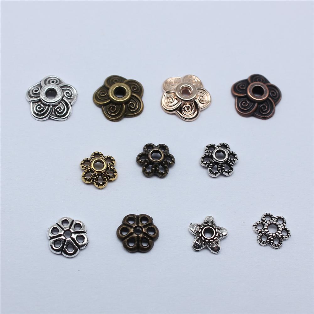 100pcs Flower Torus Shape Alloy Beads Caps Jewelry Findings Spacer Beads For Jewelry Making Charms Necklace Bracelets