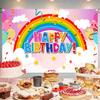 Rainbow Birthday Tapestry, Birthday Decoration Tapestry, Stylish Rainbow Birthday Wall Hanging Photo Backdrop, Rainbow Happy Birthday Party Photo Post