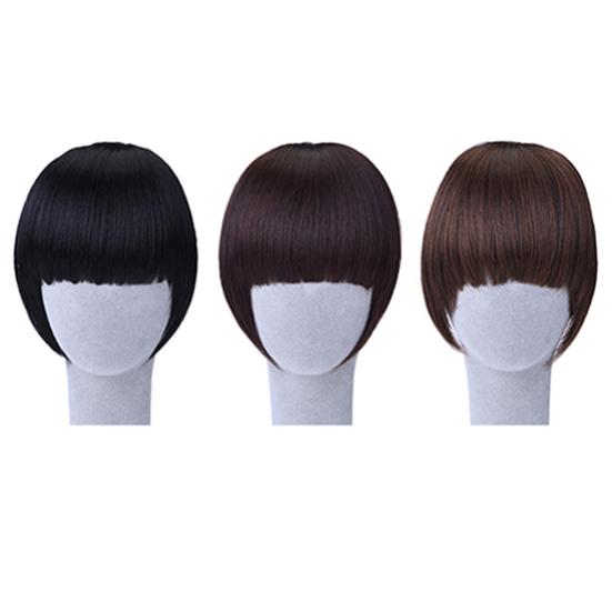 Pretty Girl's Clip On/in Neat Bangs Bob Style Straight Fake Fringe Hairpiece
