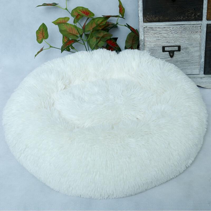 Eryan All-Season Long Plush Round Pet Bed