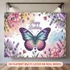 2D Elegant Butterfly Floral Happy Birthday Backdrop Watercolor Party Background