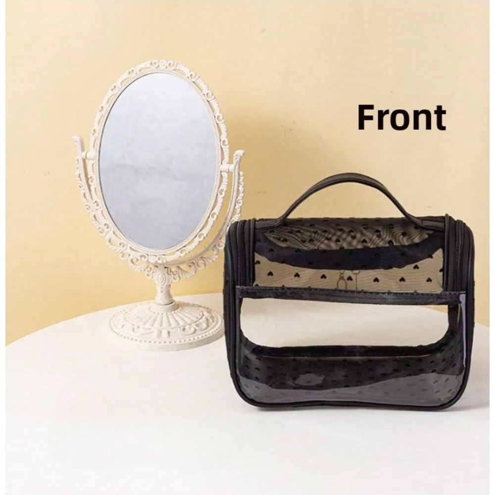 New transparent mesh makeup bag, travel waterproof toiletry bag, large capacity INS style storage bag, hand-to-carry