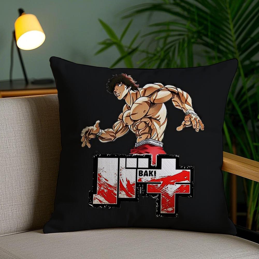 H-Hanma B-Baki Cushion Cover Soft Short Plush Double-Sided Printing Home Decor Machine Washable Pillow Case Gift
