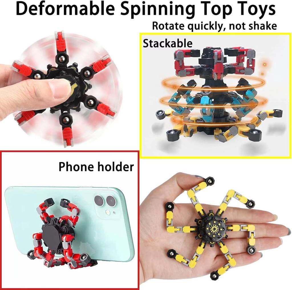 Fidget Spinner Toys Transformable Chain Robot Finger Toy for Kids and Adults Stress Relief Sensory Fidget Toys Fingertip Gyros