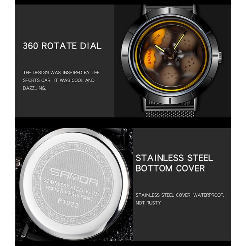 SANDA Ceas Bărbați Nou Ceas Rotativ Ceas Fashion Hollow Quartz