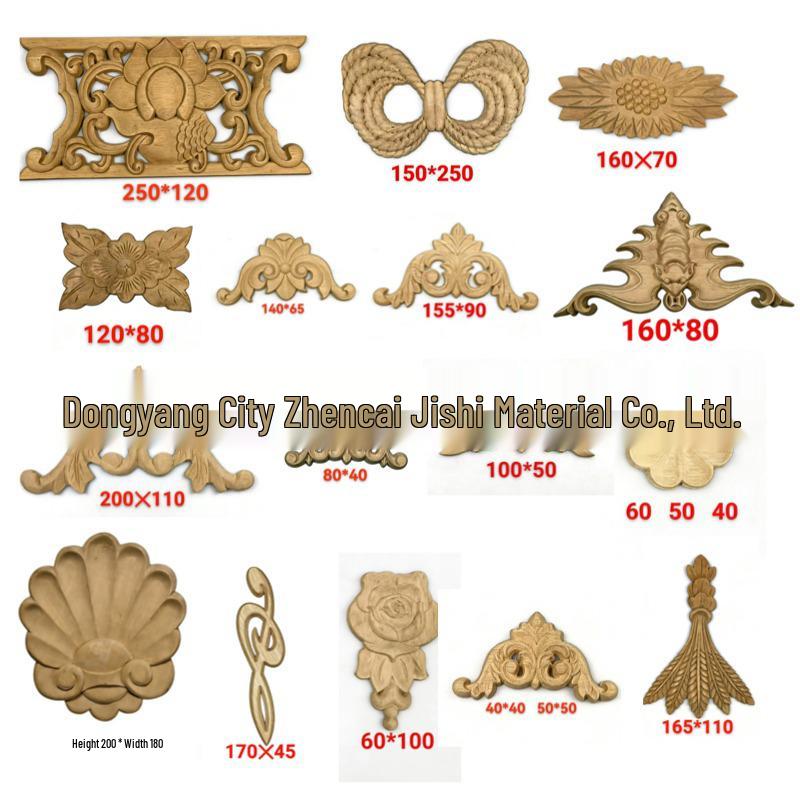 European Style Wood Carved Corner Flower Decoration for Walls