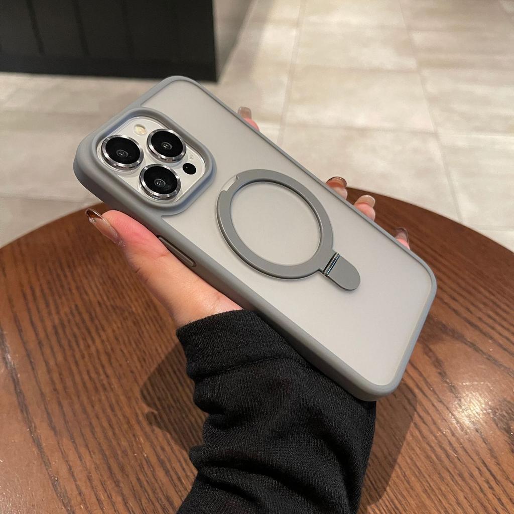 Applicable To IPhone 17 Magnetic Fulcrum Stand Mobile Phone Case Apple 16 Matte Skin Feeling with Lens Film