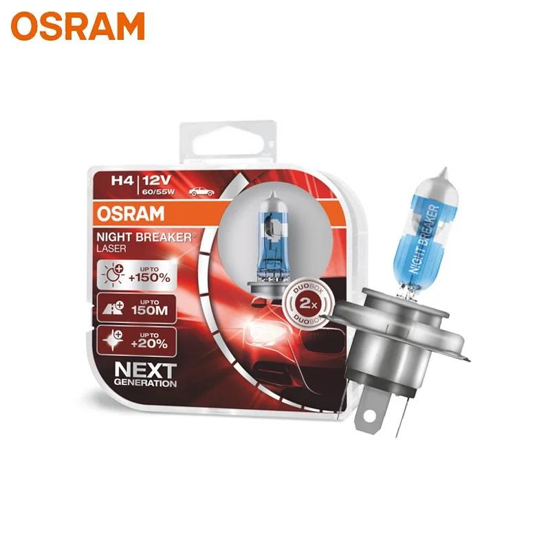 OSRAM H4 H7 H11 12V Галогеновые фары для автомобиля Night Breaker Laser Следующее поколение Автомобильные лампы +150% Яркость Оригинальные лампы, 2 шт. H4