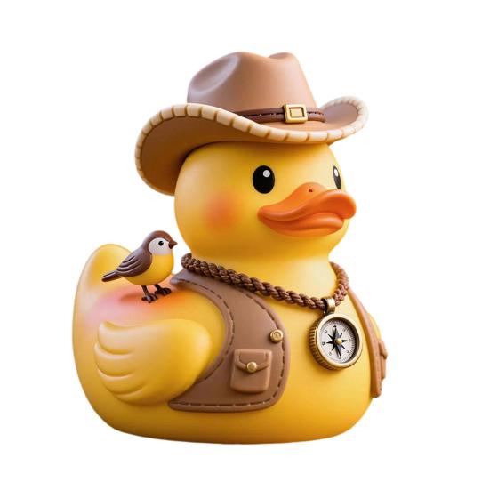Yousheng Yellow Duck Ornament with Mountaineering Gear, Outdoor Explorer Theme Decorative Figurine, Synthetic Resin Duck Statue for Desktop Bookshelf