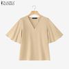 ZANZEA Women Summer V-Neck Flare Half Sleeve Loose Casual Blouse