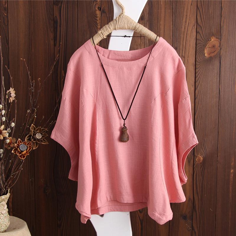T-shirt Casual da Donna in Cotone e Righe con Maniche a Strati e Spalle Taglia L Nuova