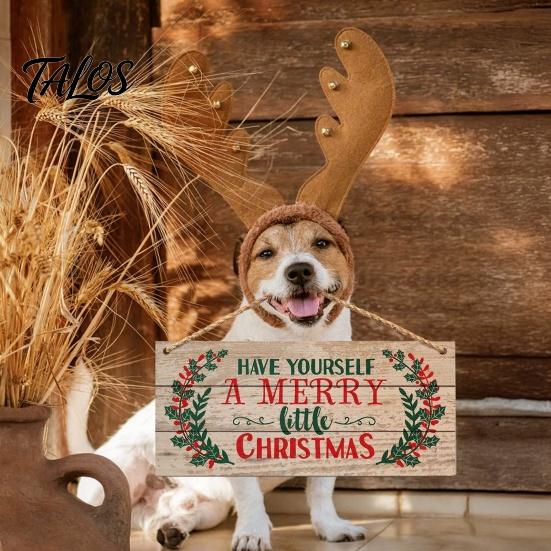 Welcome Door Hanger Christmas Wood Hanging Sign with Jute Rope, Have Yourself A Merry Xmas Theme Board Little Rustic for Home Cafe Bar Decor Durable