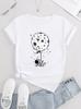 Astronaut Print Women's Crewneck Casual Short Sleeve T-Shirt Harajuku Streetwear Tops Tees