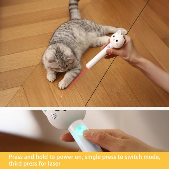 2-in-1 Interactief Katten Speeltje, Kattenhengel Speeltje met Stoffen Vlinder Teaser Zuignap Basis, Oplaadbaar Rood Licht Katten Speeltje voor Binnenkat Zelf