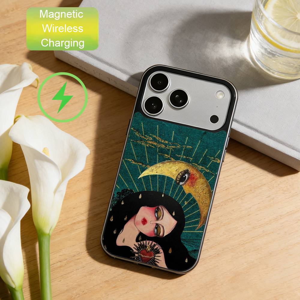 

mysterious girl Phone Case For iPhone17,16,15,14,13,12,Wireless charging protective case soft cover iPhone12PRO